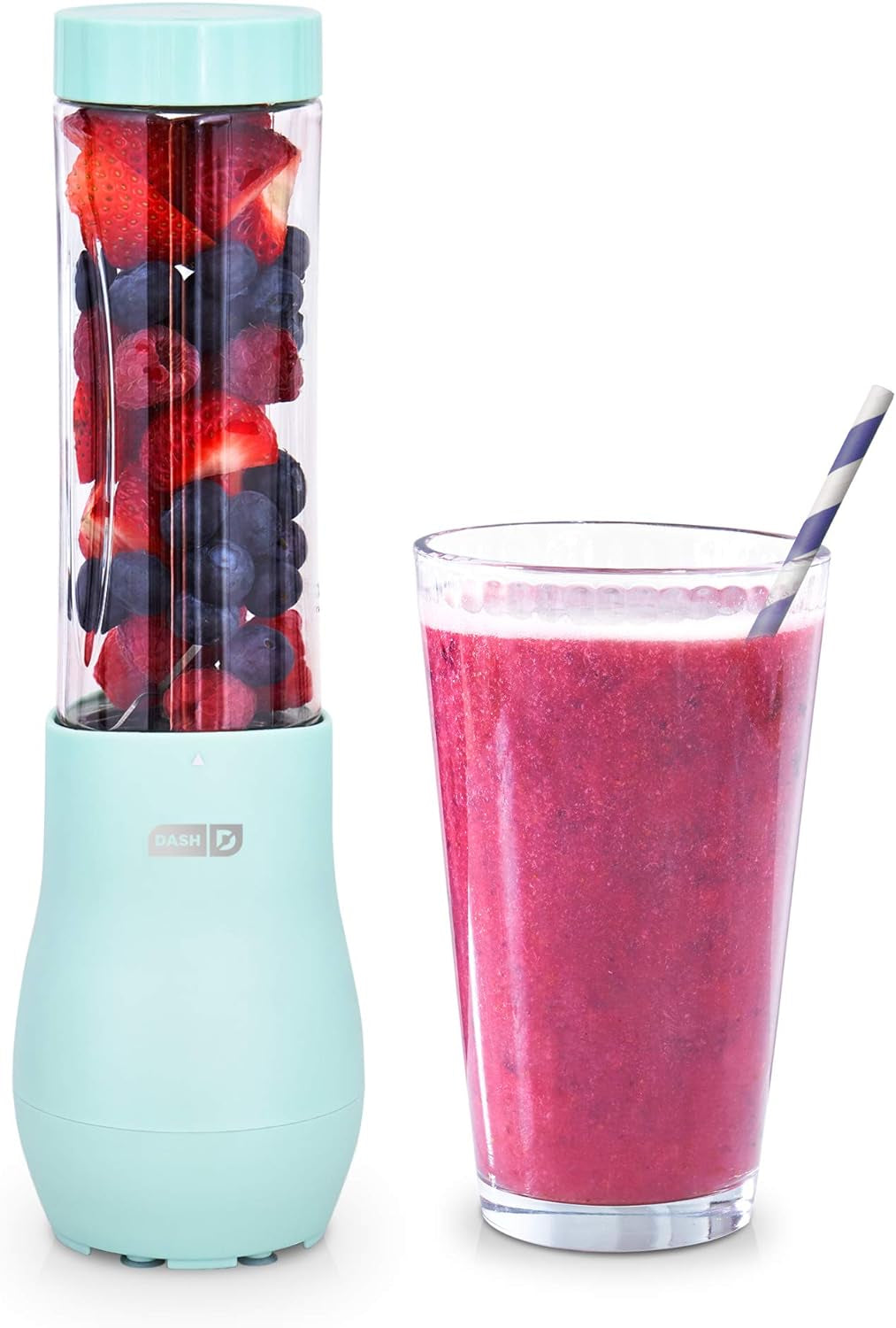 Mighty Mini Blender, Personal Countertop Blender for Milkshake, Fruit Vegetables Drinks, Smoothie, Portable Juicer with Stainless Steel Blades and 10Oz Travel Tritan™ Blending Bottle - Aqua